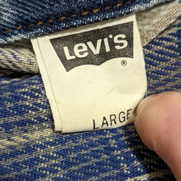 🎉HP Vtg Men's Levi's Trucker Jacket Denim Fleece Lining 100% Cotton USA 80's L - Picture 10 of 15